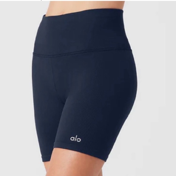 ALO Yoga Pants - ALO Yoga Navy Blue 5” Airbrush High Waist Biker Short